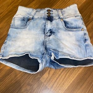 Blue washed high rise Jean shorts